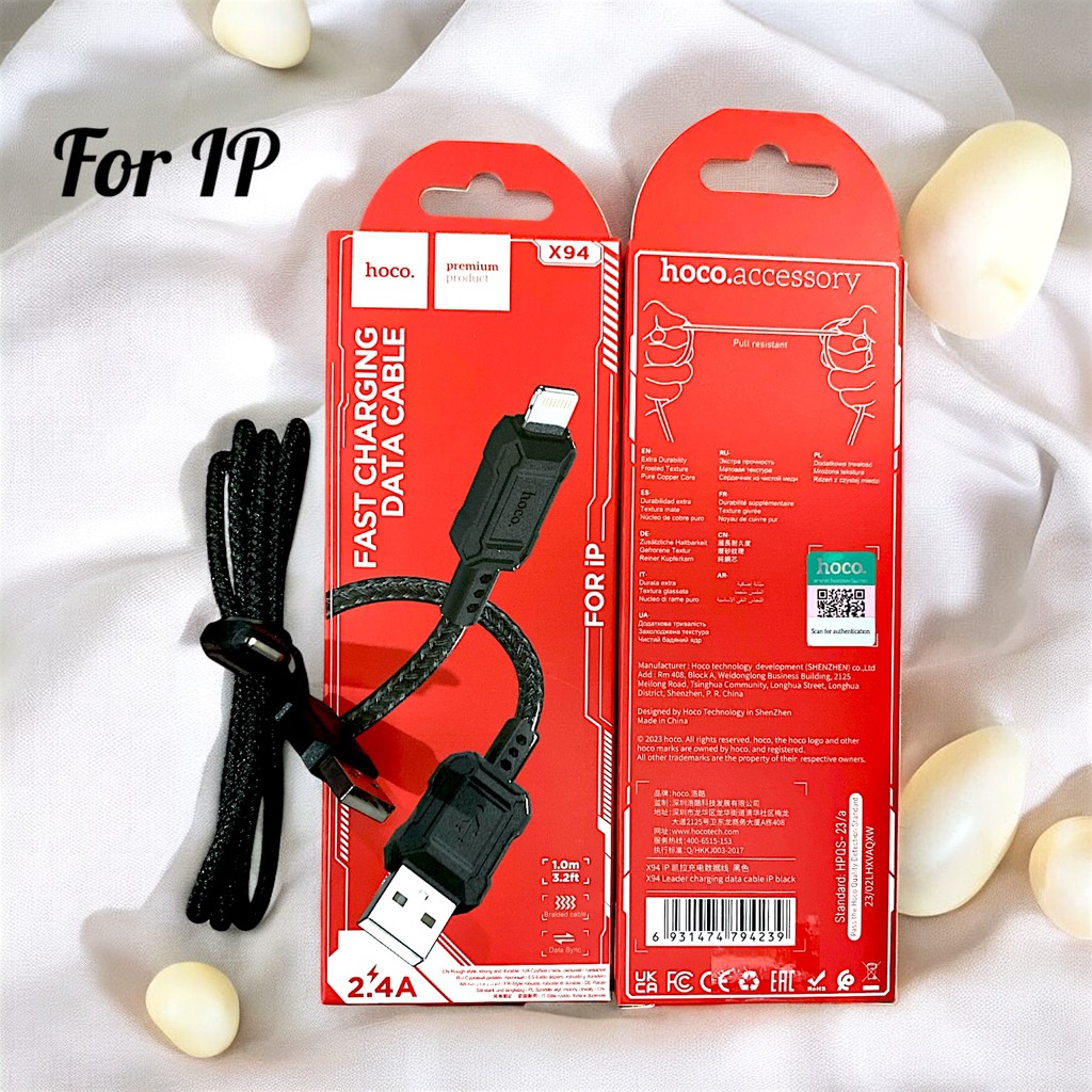 Cáp Sạc Dây Dù Hoco Chống Gãy Đứt  X94 IP, Micro, Type-C