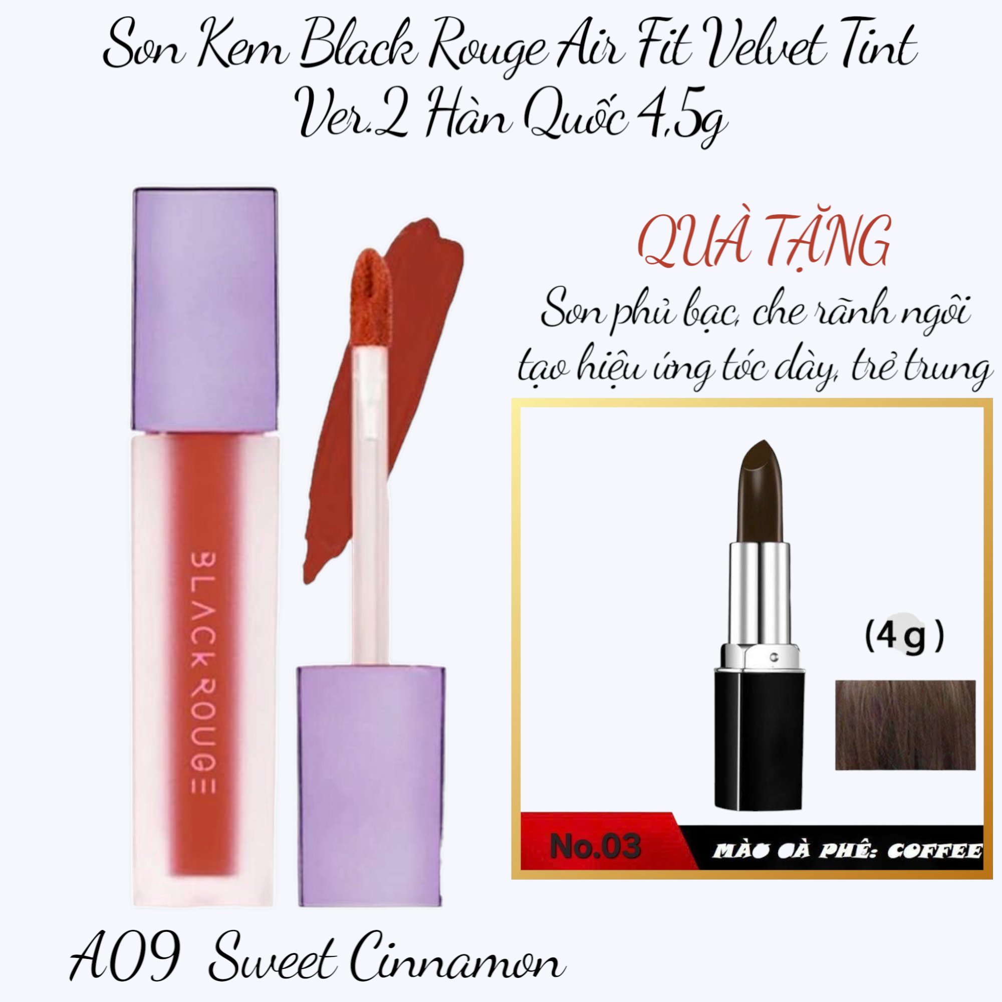 HLK-Son Kem Black Rouge Air Fit Velvet Tint Ver.2 Hàn Quốc 4,5g