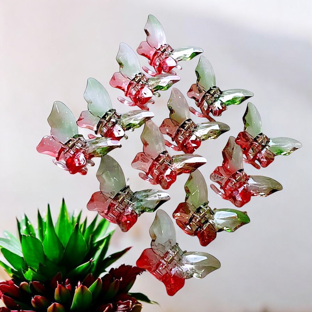 Kẹp bướm nhựa trong pha màu