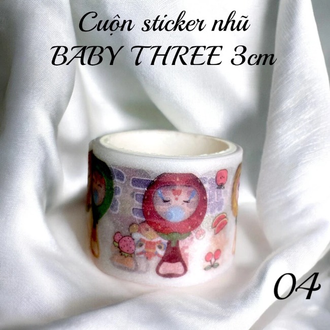 Cuộn sticker trong nhũ BABY THREE 3cm