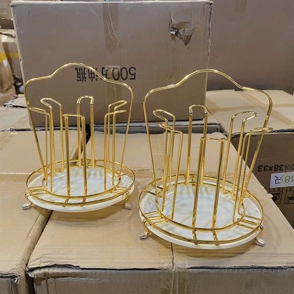 Khay Úp Ly Cốc Kim Loại Tròn Sang Trọng