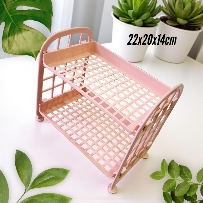 Kệ nhựa tự lắp 2 tầng dạng lưới đan