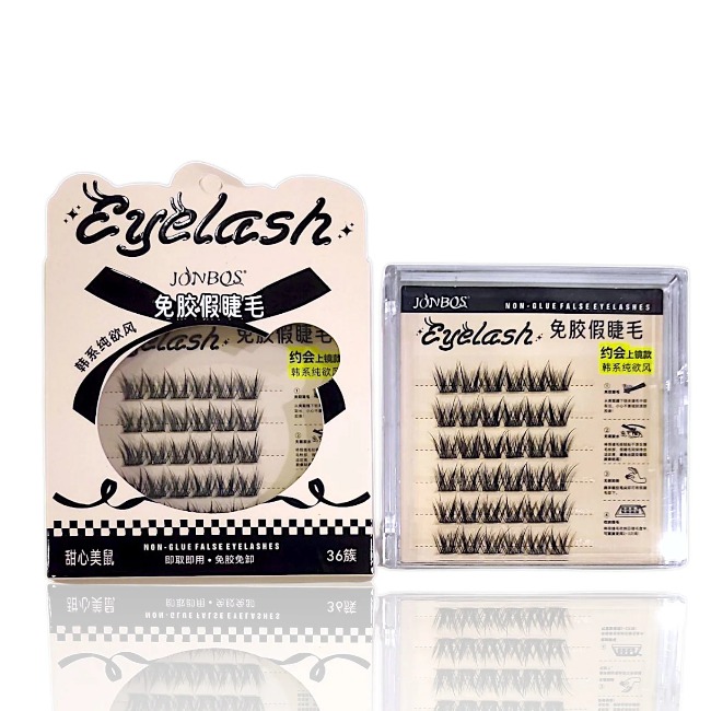 16.2 Vỉ 6 hàng mi giả cong dài, tự nhiên JONBOS không dùng keo J078