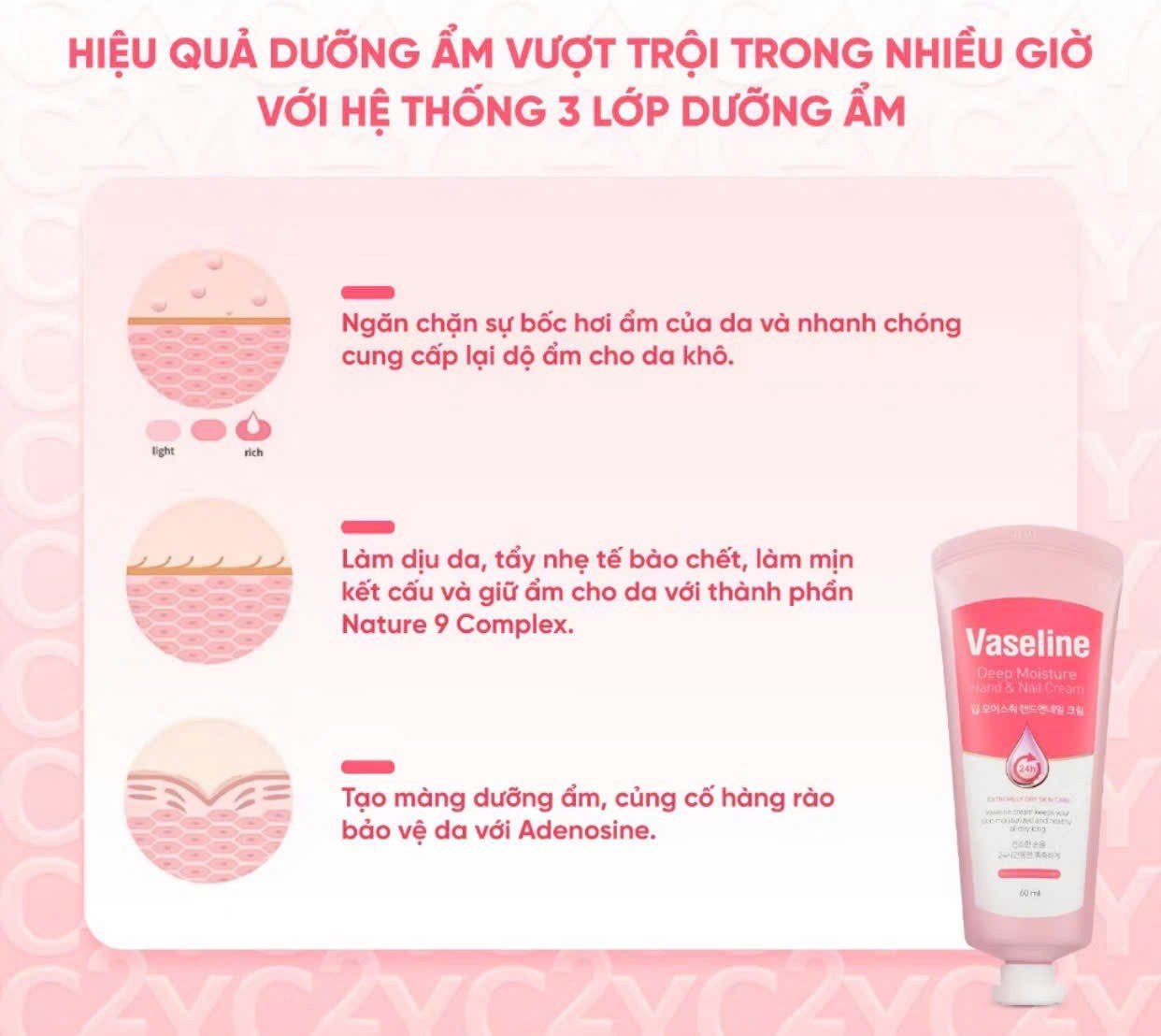 Kem Dưỡng Da Và Móng Tay Vaseline Deep Moisture Hand & Nail Cream 60ml