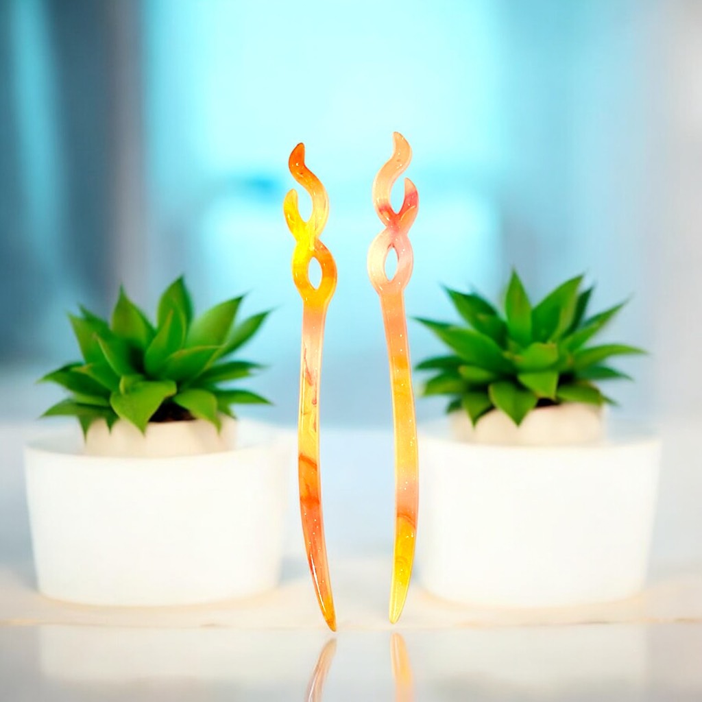 14.21 Trâm cài tóc nhựa họa tiết vân sa.ng trọng 18cm