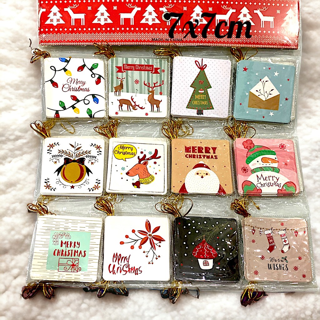 Sét 3 thiệp Noel trang trí 7x7cm