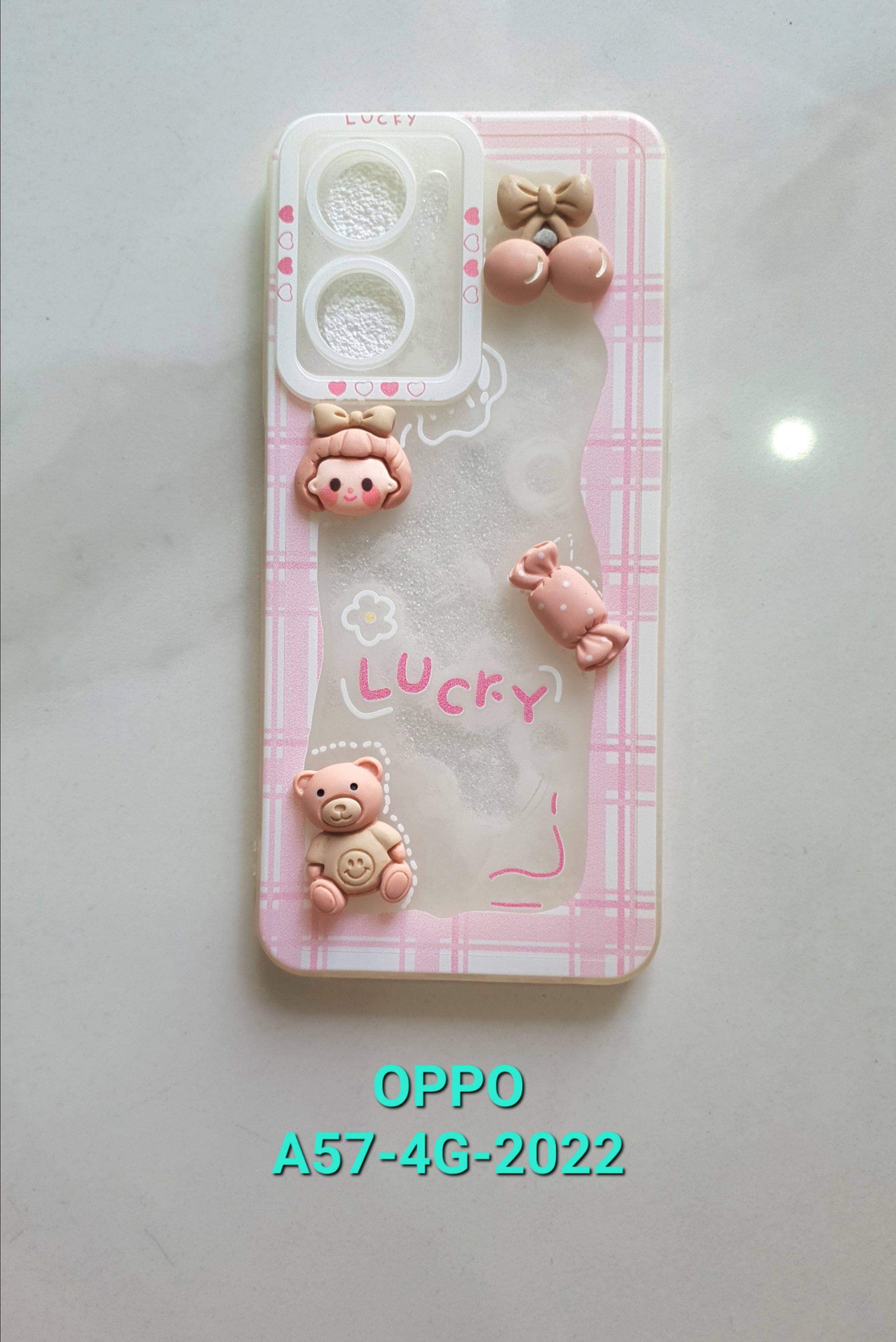 Ốp Lưng Điện Thoại LUCKY Viềm Caro Hồng, Hình Cô Gái Siêu Dễ Thương