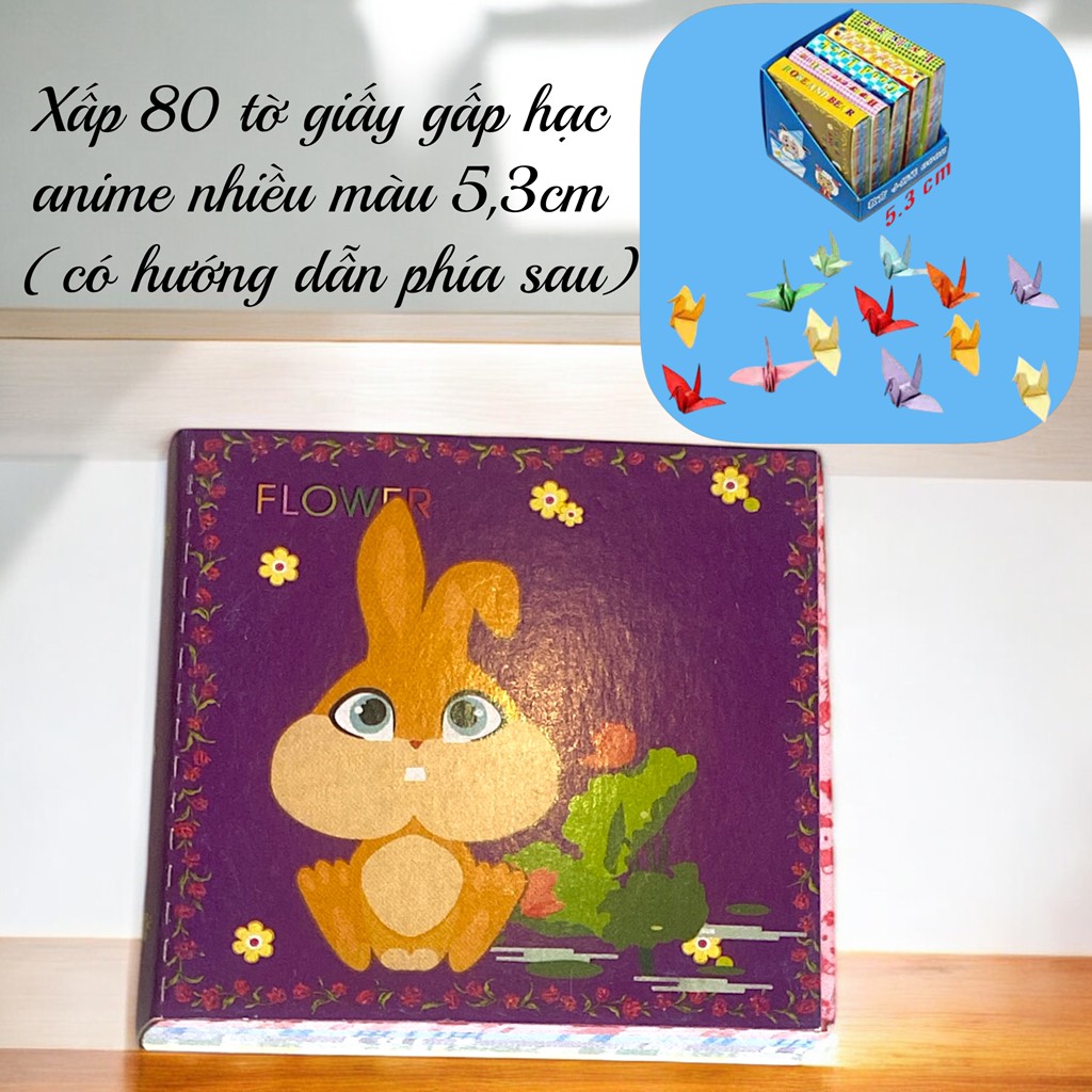 Xấp 80 tờ giấy gấp hạc anime nhiều màu 5,3cm