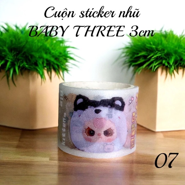 Cuộn sticker trong nhũ BABY THREE 3cm