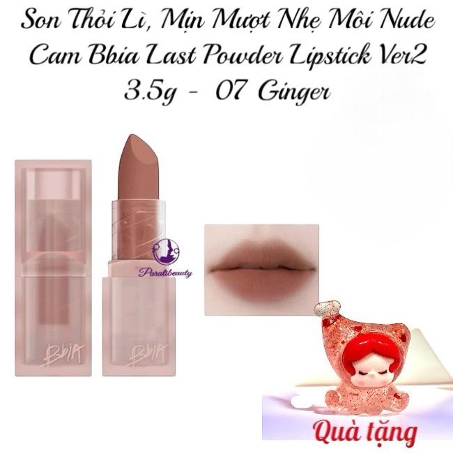Son Thỏi Lì, Mịn Mượt Nhẹ Môi Bbia Last Powder Lipstick Ver2 3.5g