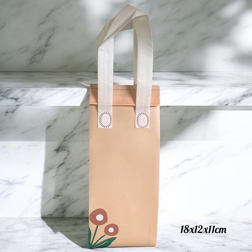 Túi giữ nhiệt 2 lớp miệng gấp họa tiết hoa 21*26*11cm