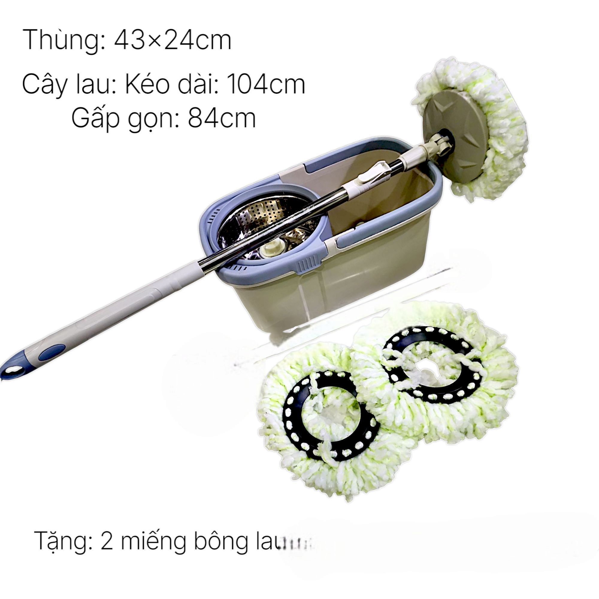Bộ cây lau nhà tặng 2 bông lau