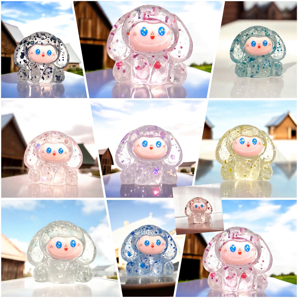 Charm kim tuyến Cún đốm trong suốt dễ thương 3x4cm