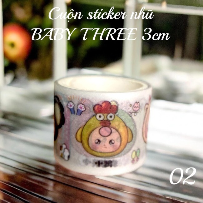 Cuộn sticker trong nhũ BABY THREE 3cm