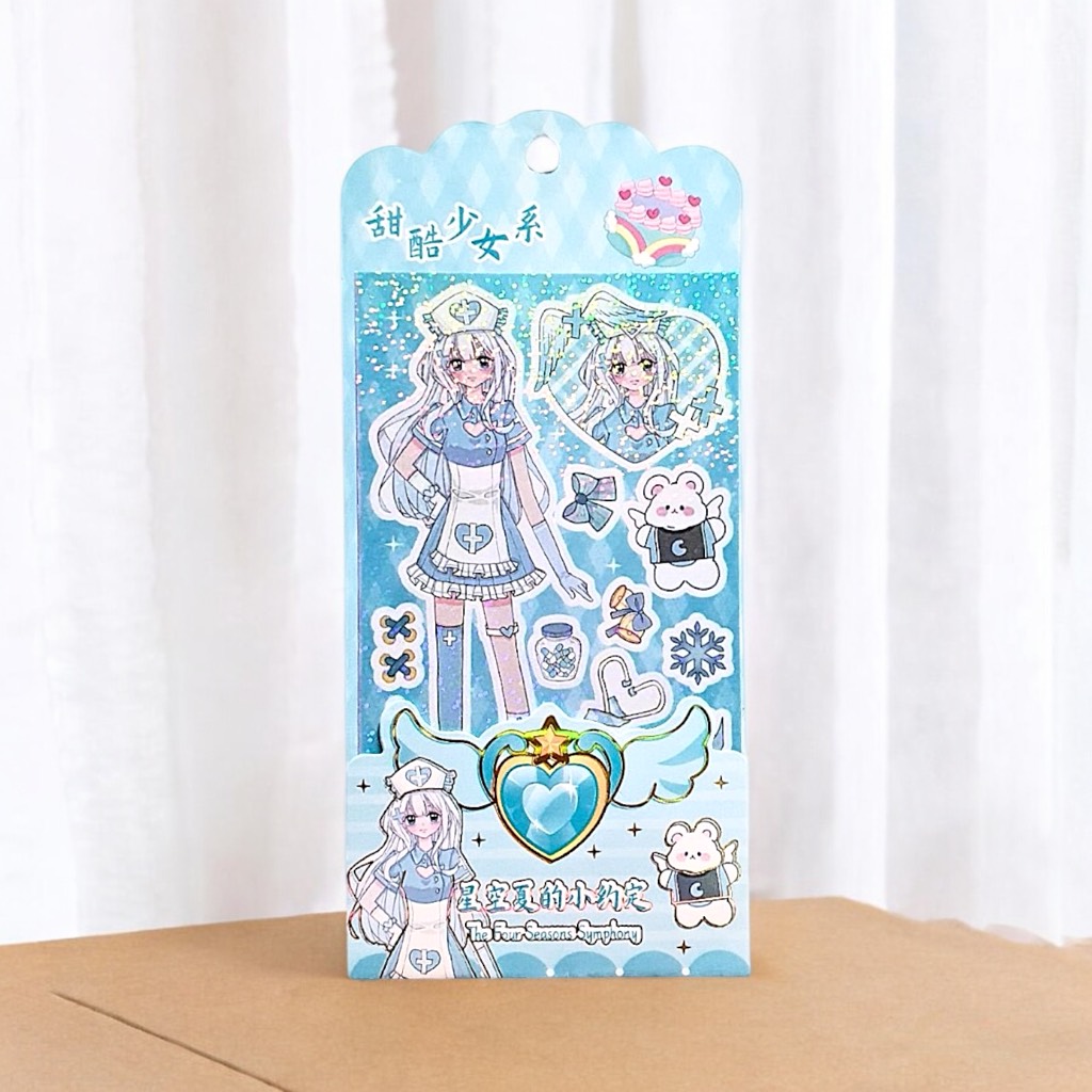 HLK Sticker kim tuyến hình cô gái China