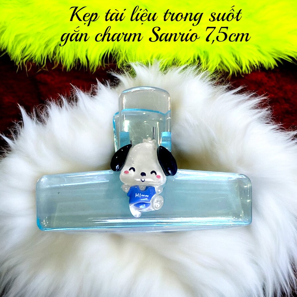 Kẹp tài liệu trong suốt gắn charm Sanrio 7,5cm