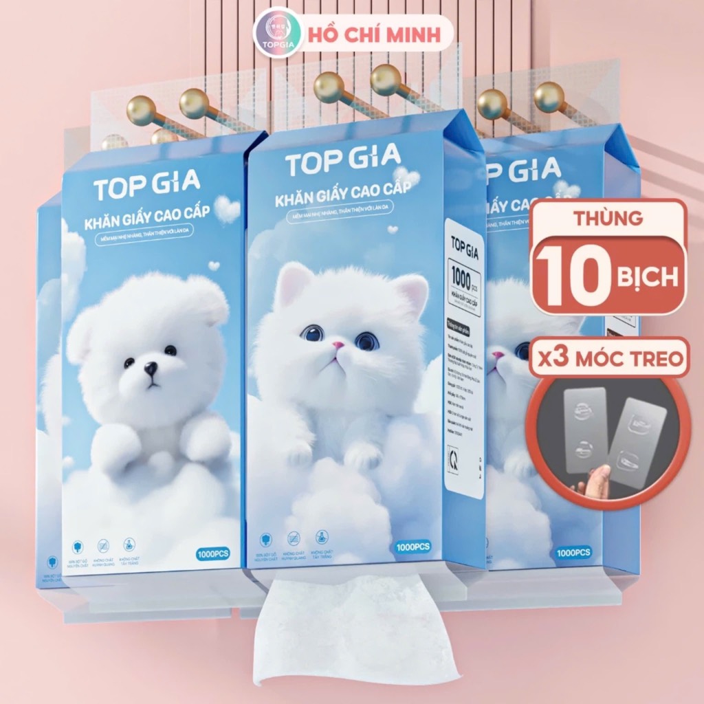 Bịch 1000 tờ khăn giấy rút Top Gia 130x175mm