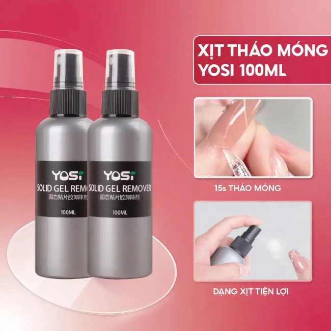 Xịt tháo móng giả Yosi 100ml Tháo nhanh an toàn cho móng up bằng base gel và keo
