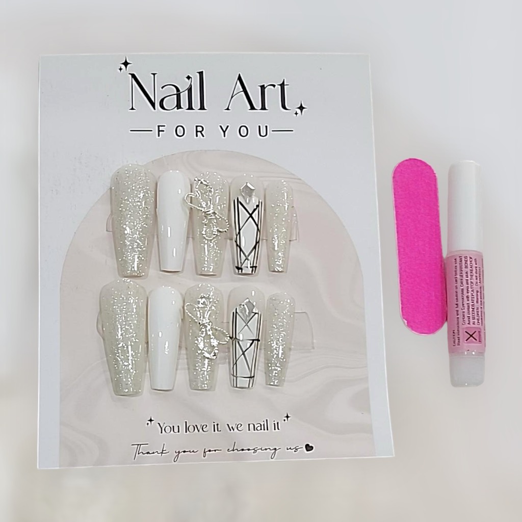 Bộ 10 m.óng ta.y gi.ả nhọn mẫu mới kèm keo dán