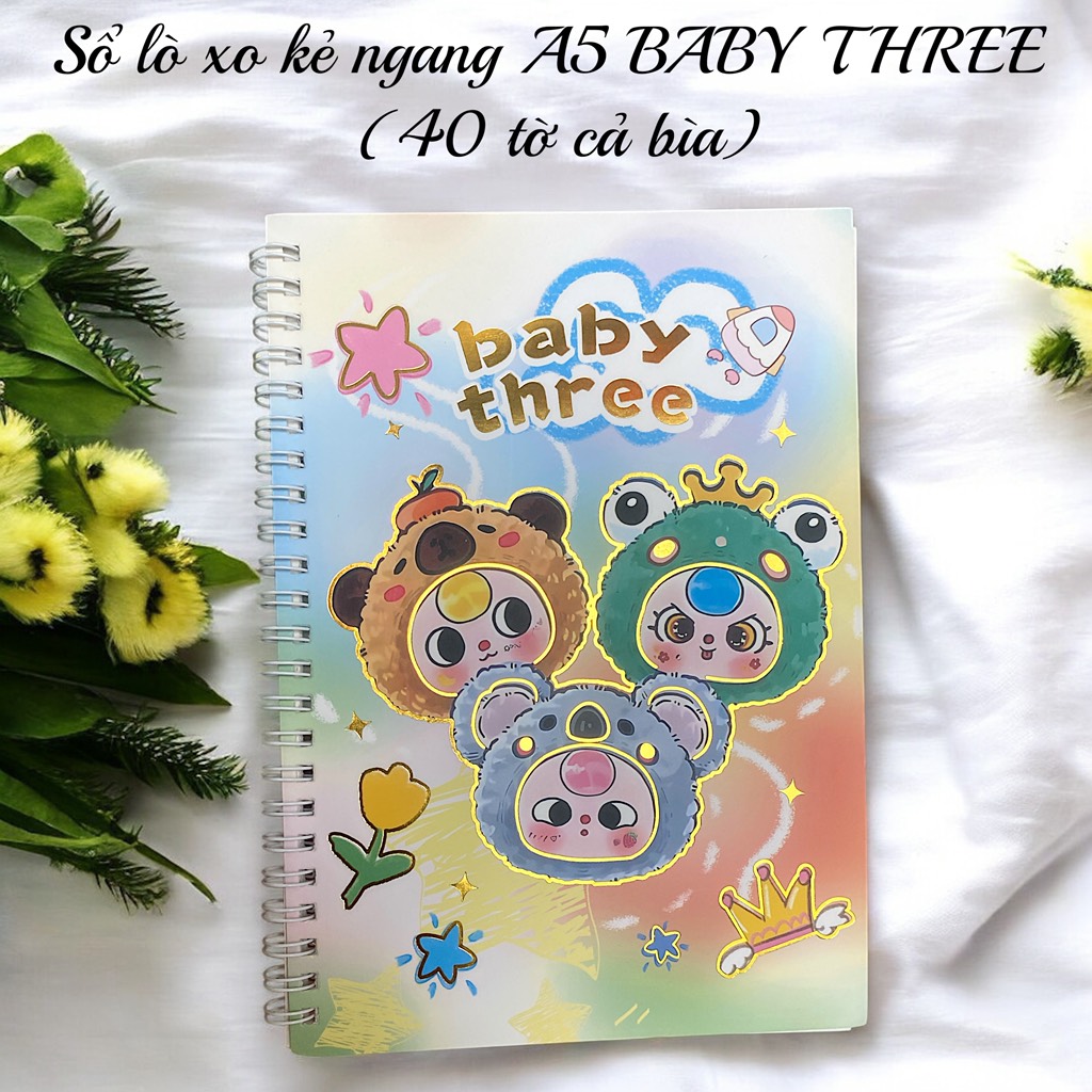 Sổ lò xo kẻ ngang A5 BABY THREE  (40 tờ cả bìa)