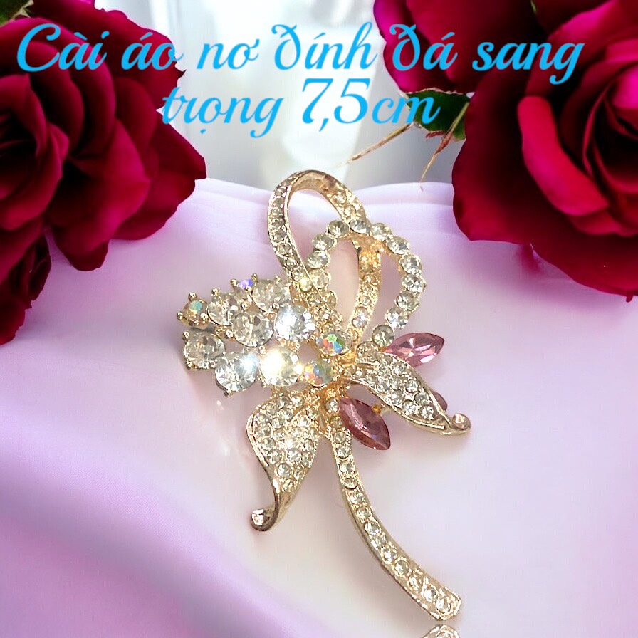Cài áo đính nơ - hoa đính đá
