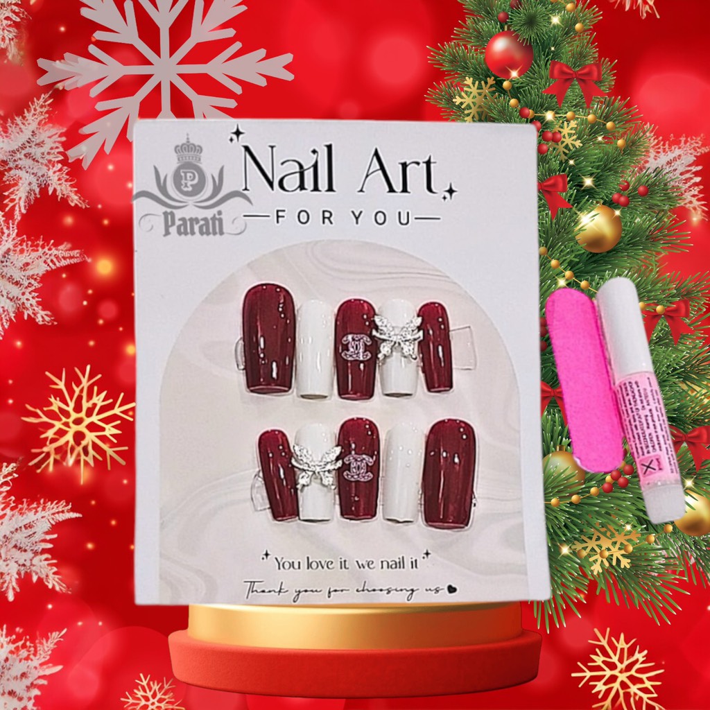 Bộ 10 m.óng ta.y gi.ả nhọn mẫu mới kèm keo dán