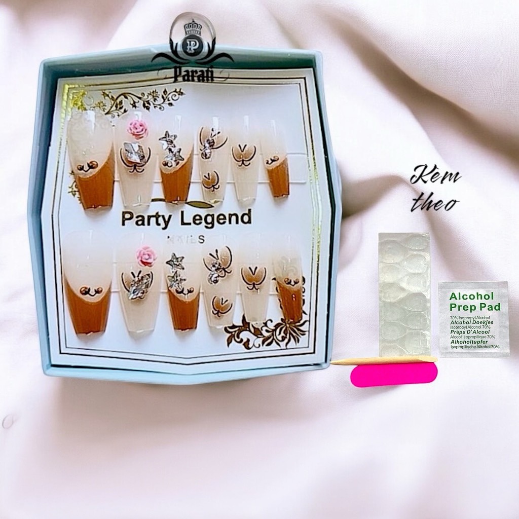 H01. Hộp 10 móng tay đính hoa và đá BJ-888