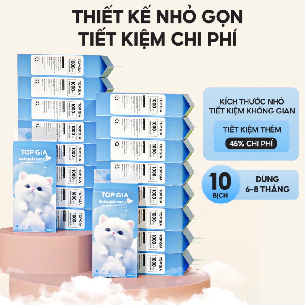 Bịch 1000 tờ khăn giấy rút Top Gia 130x175mm