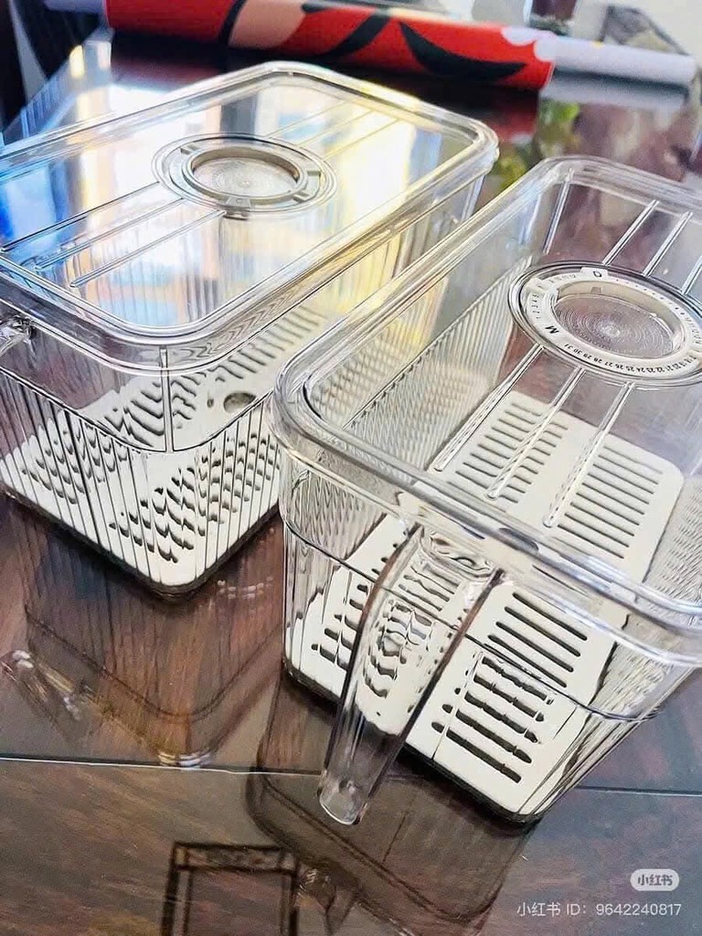 PT1.5 Hộp đựng thực phẩm tủ lạnh trong suốt có tay cầm và nắp 3,5L 24x13x13cm