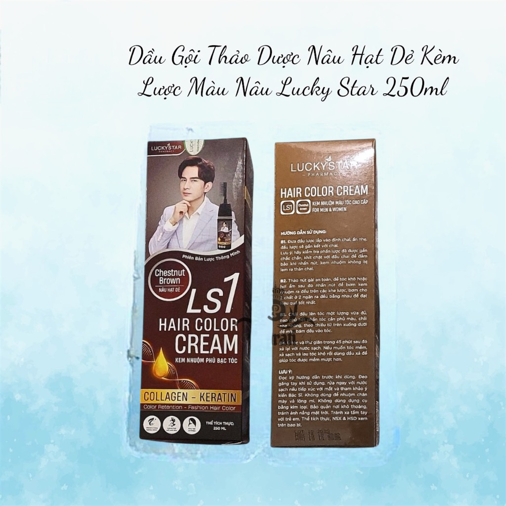 Dầu Gội Thảo Dược Cao Cấp Kèm Lược Màu Nâu Lucky Star 250ml