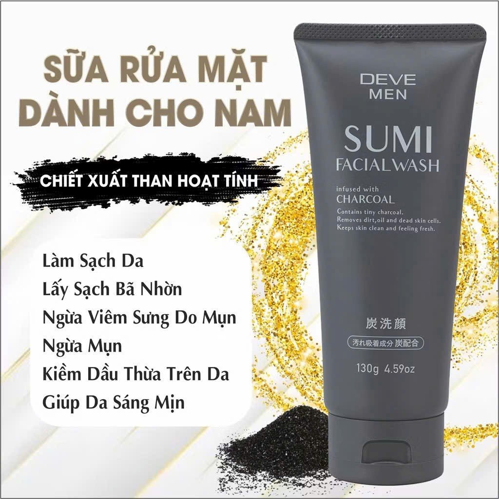 Sữa Rửa Mặt Than Hoạt Tính Cho Nam Kumano Deve Men 130g