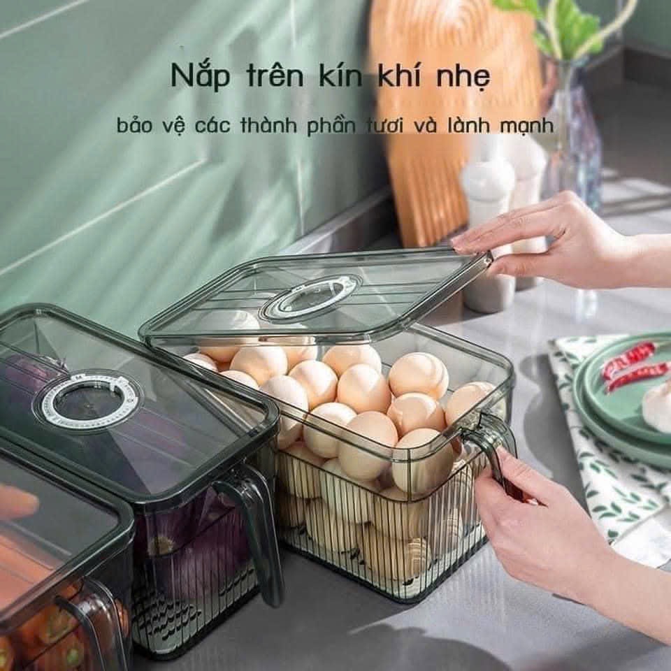 PT1.5 Hộp đựng thực phẩm tủ lạnh trong suốt có tay cầm và nắp 3,5L 24x13x13cm