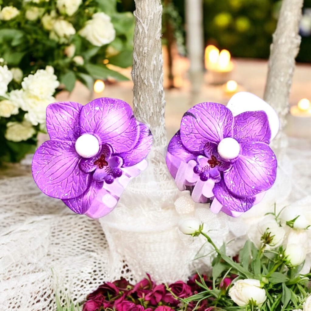 15.2 Kẹp tóc hoa lan (chất liệu: kẹp nhựa, hoa sứ)