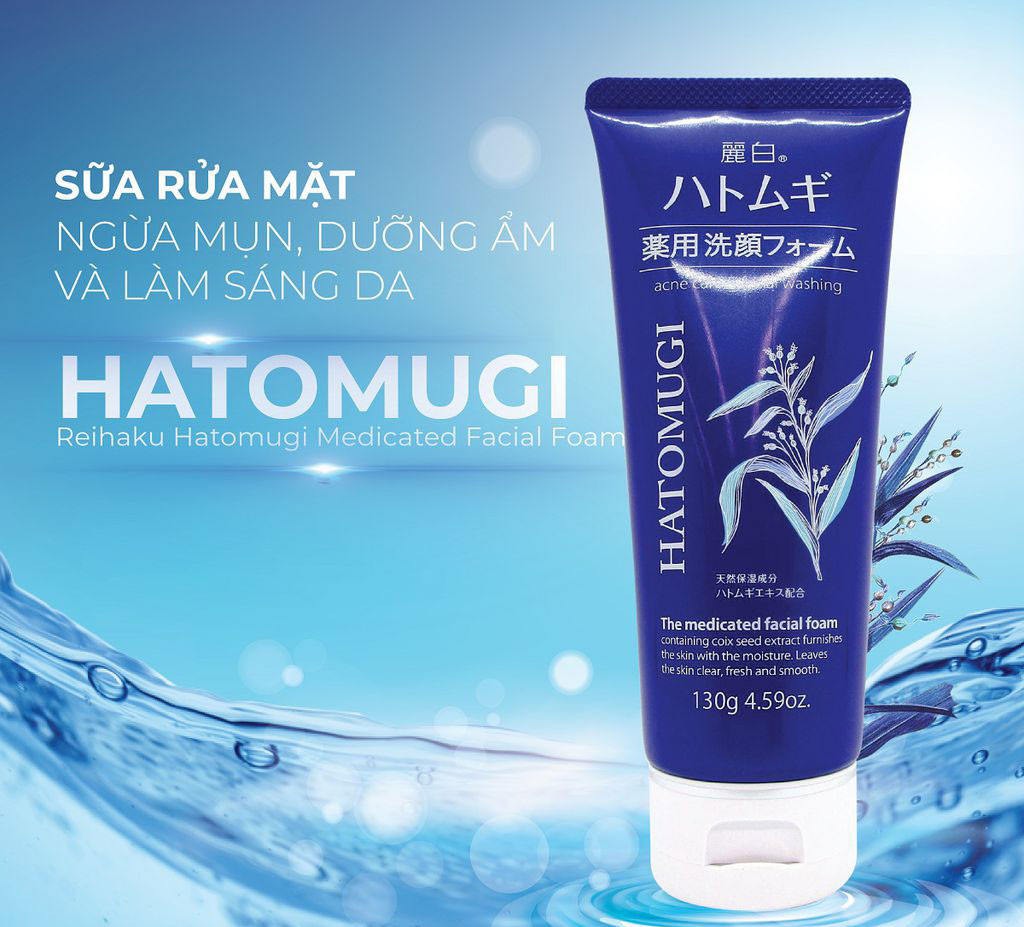 Sữa Rửa Mặt Ngừa Mụn Hatomugi The Medicated Facial Foam 130g