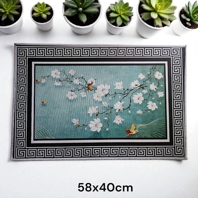 Thảm chân vải chữ nhật hoa 3D