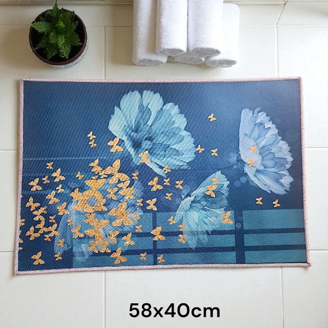 Thảm chân vải chữ nhật hoa 3D