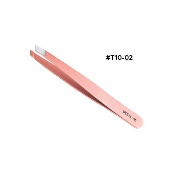 17.3 Nhíp đầu bằng Pro Vacosi màu hồng dài 9,8cm thép không gỉ T10