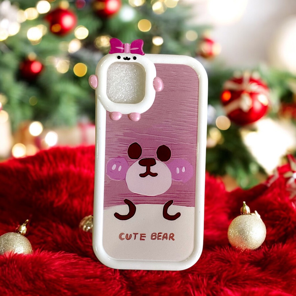 Ốp Điện Thoại Mềm Hình Gấu Hồng Dễ Thương Dành Cho Iphone