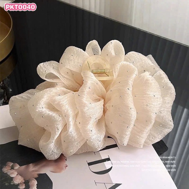 Kẹp tóc phồng đính đá lấp lánh