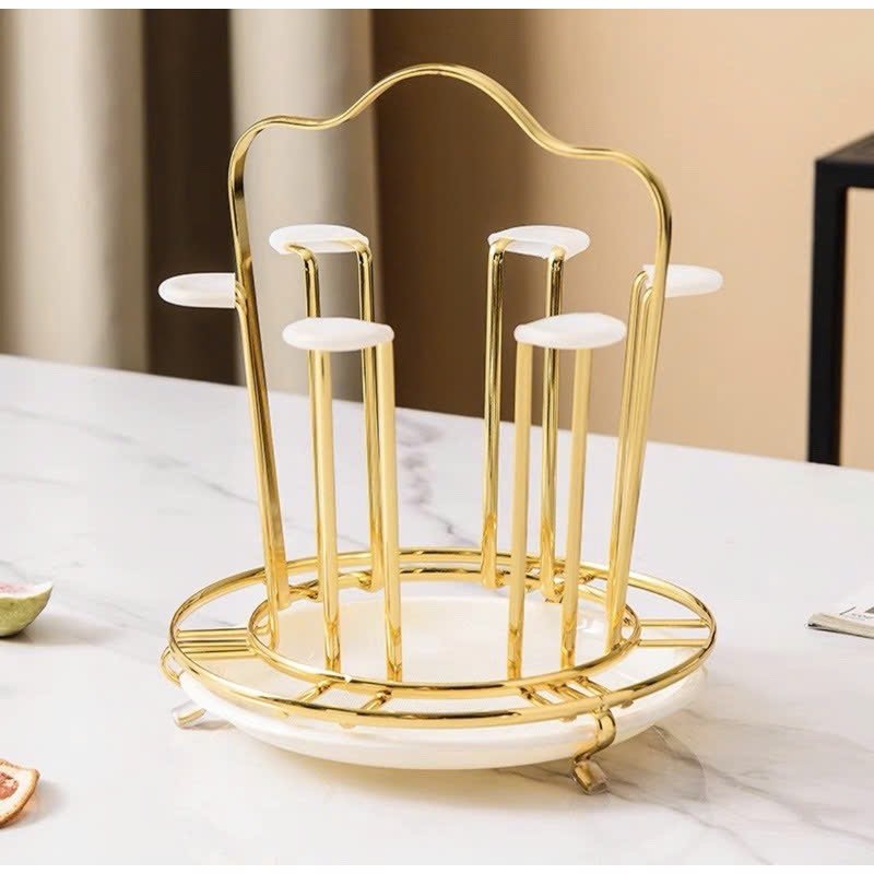 Khay Úp Ly Cốc Kim Loại Tròn Sang Trọng