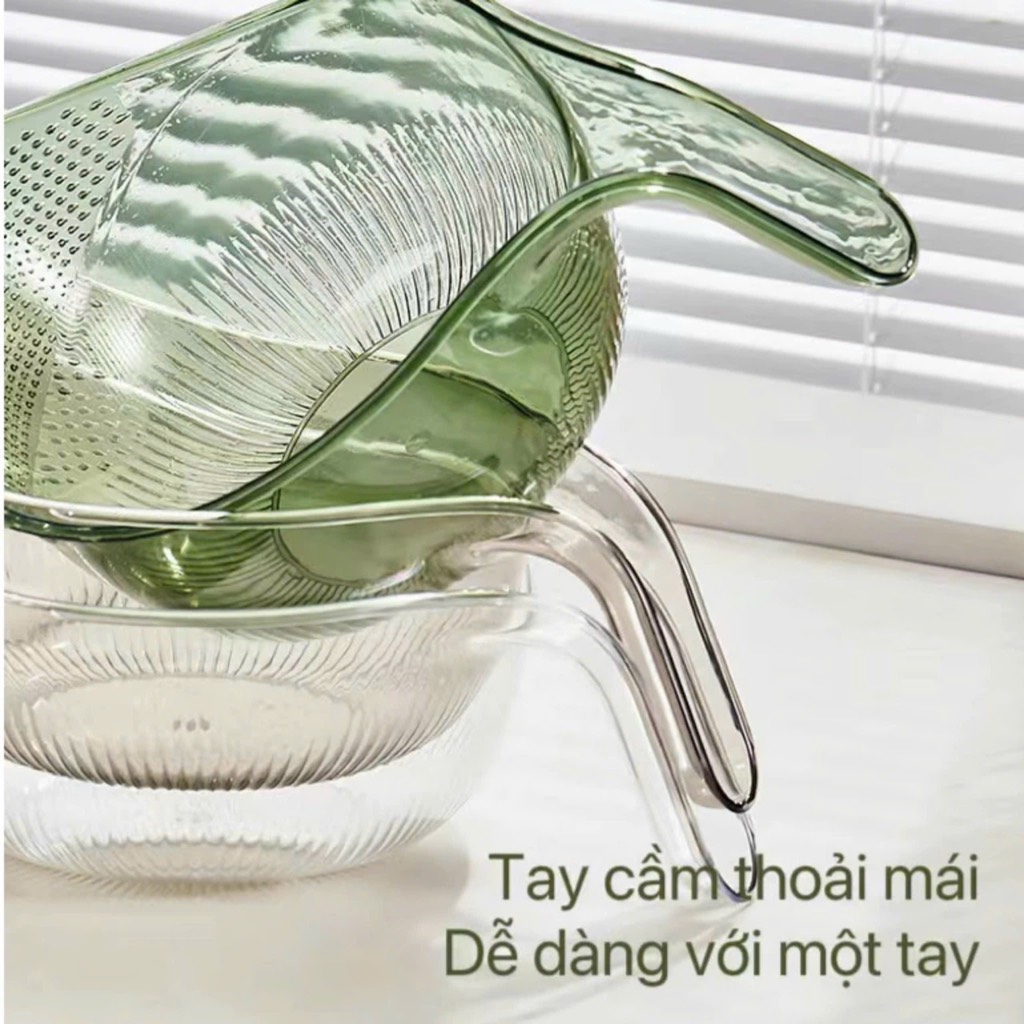 Rổ vo gạo nhựa có tay cầm tiện lợi 28x13cm (cả tay cầm)