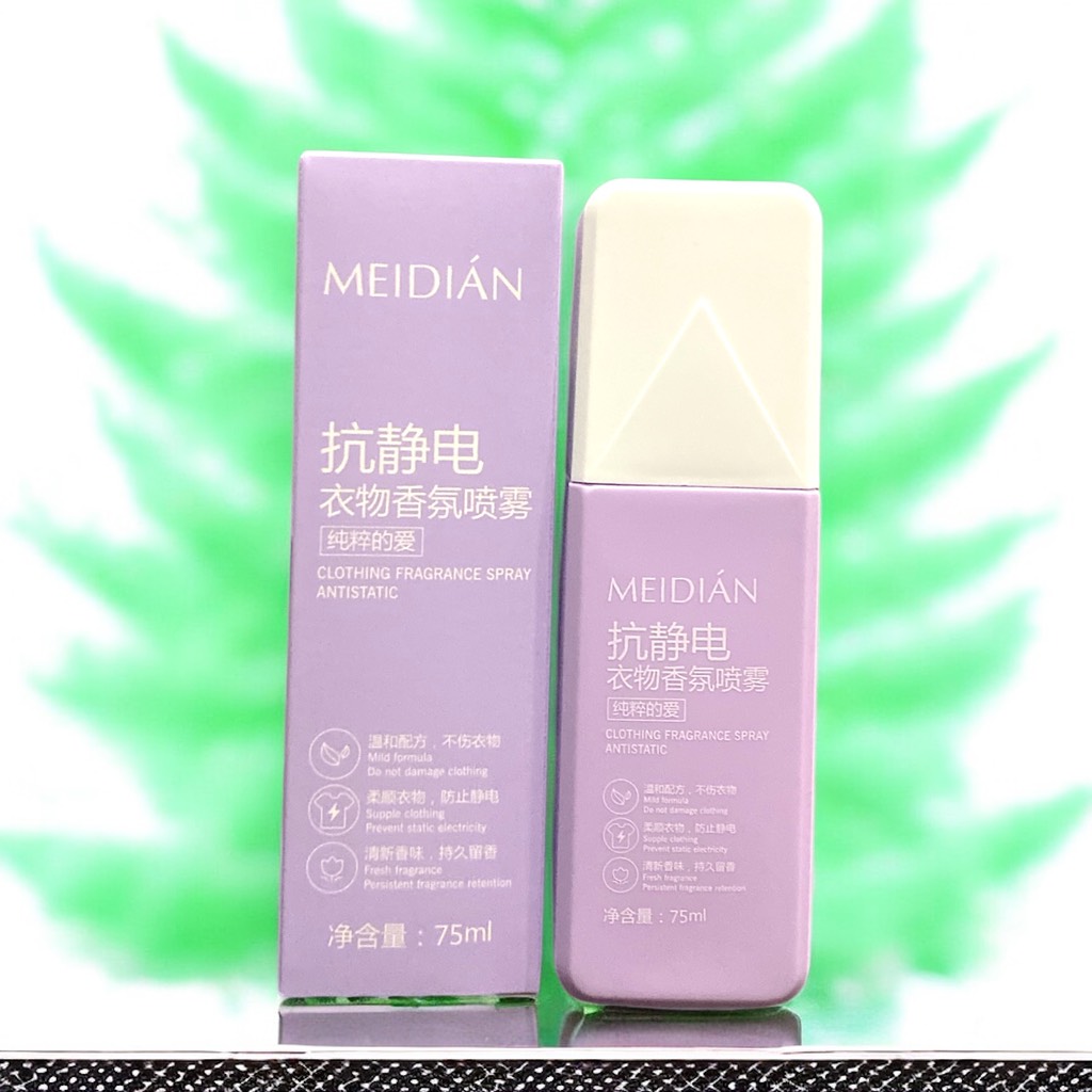 Xịt thơm quần áo khử mùi, kháng khuẩn lâu dài Meidian 75ml