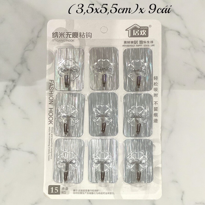 Vỉ 9 móc dán tường
