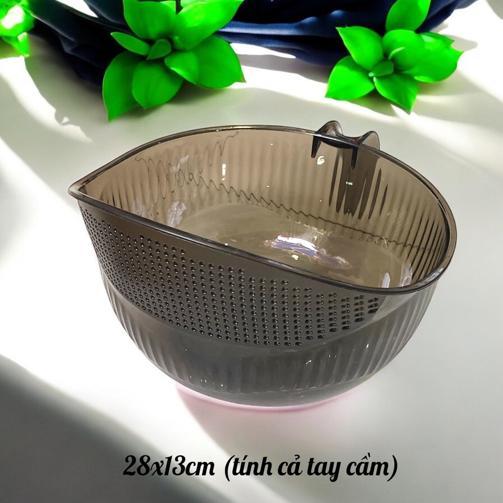 Rổ vo gạo nhựa có tay cầm tiện lợi 28x13cm (cả tay cầm)