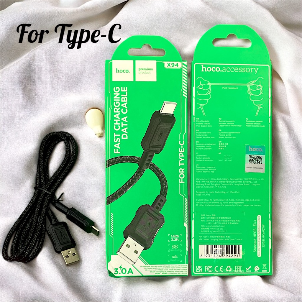 Cáp Sạc Dây Dù Hoco Chống Gãy Đứt  X94 IP, Micro, Type-C