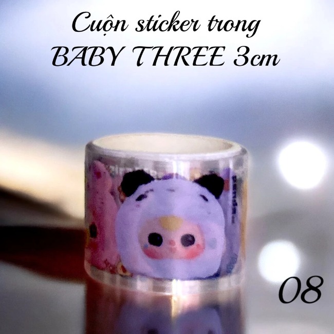Cuộn sticker trong nhũ BABY THREE 3cm