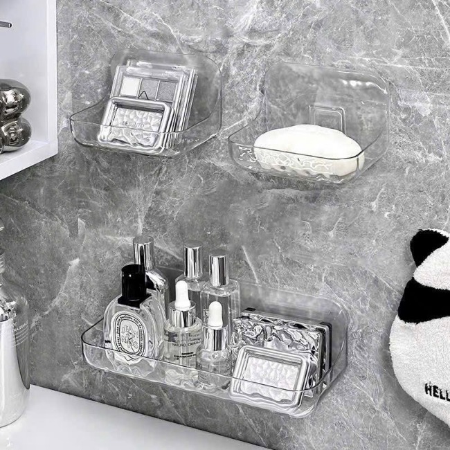 Kệ, khay đựng xà phòng dán tường trong suốt