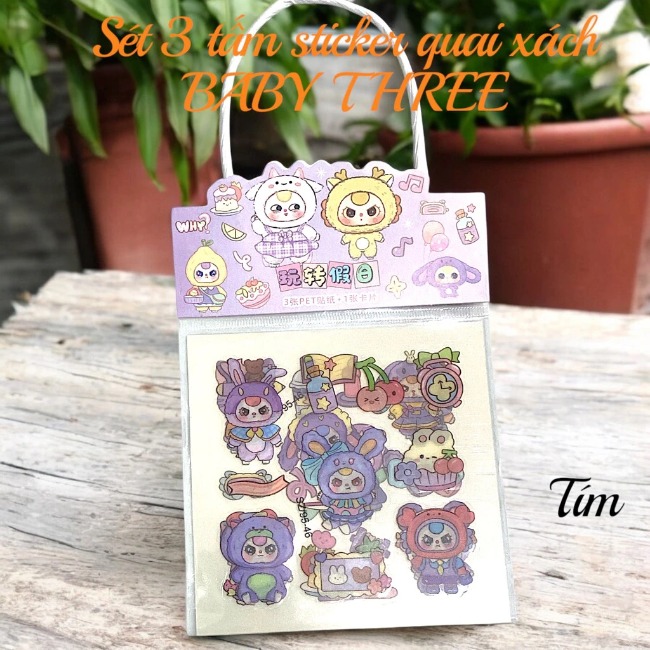 Sét 3 tấm sticker quai xách BABY THREE