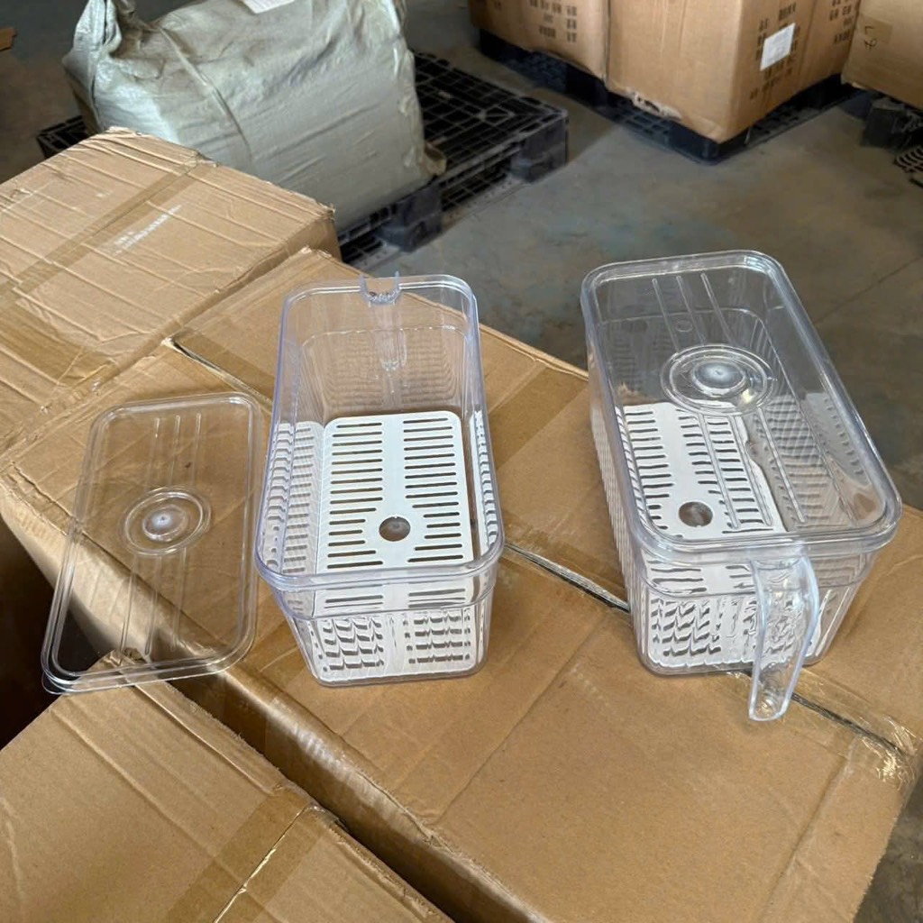 PT1.5 Hộp đựng thực phẩm tủ lạnh trong suốt có tay cầm và nắp 3,5L 24x13x13cm