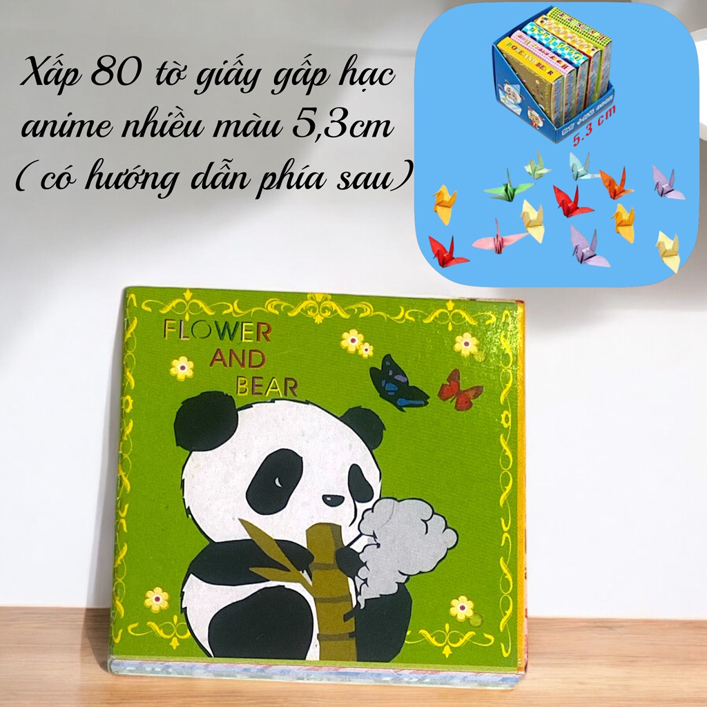 Xấp 80 tờ giấy gấp hạc anime nhiều màu 5,3cm